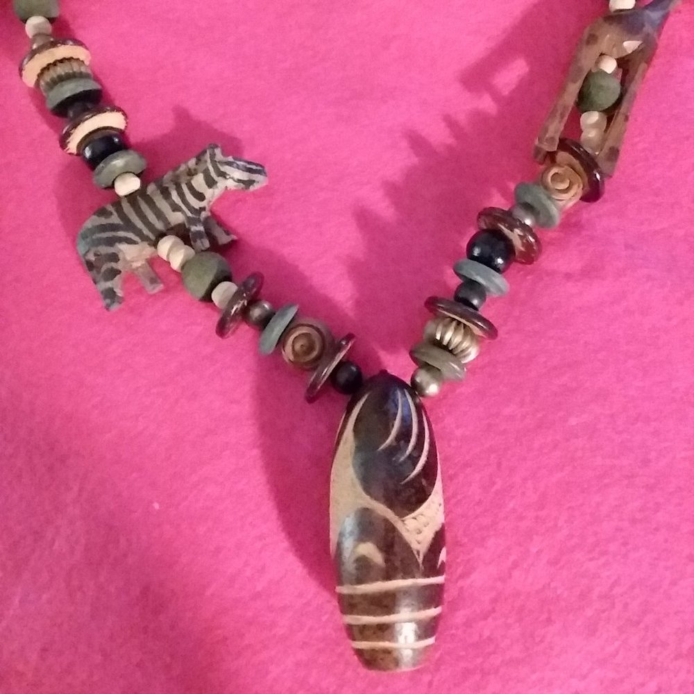 Necklace - wooden with African theme